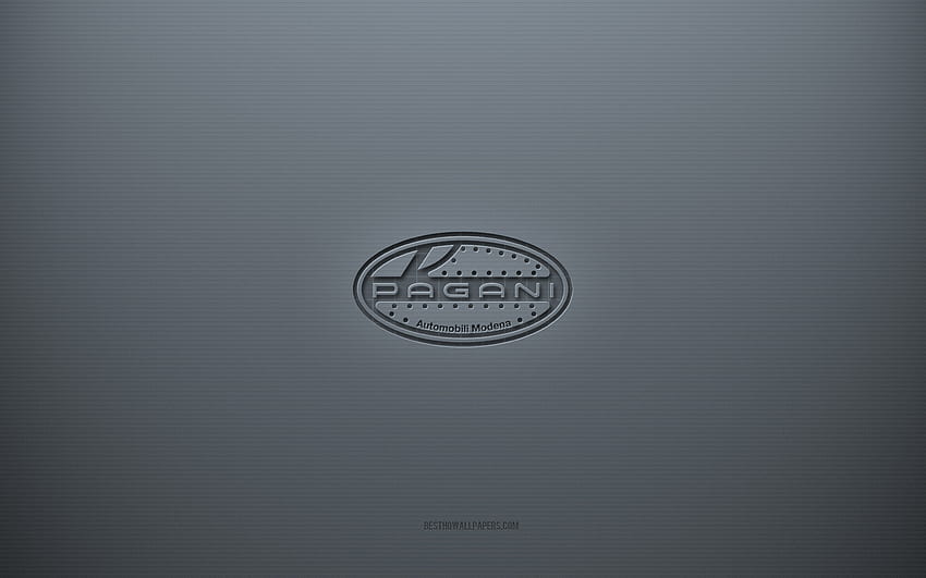 Pagani logo, gray creative background, Pagani emblem, gray paper texture, Pagani, gray background, Pagani 3d logo HD wallpaper