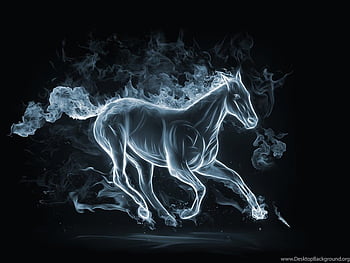 Blue horse, aqua, black, flames, purple, vapour, HD phone wallpaper | Peakpx