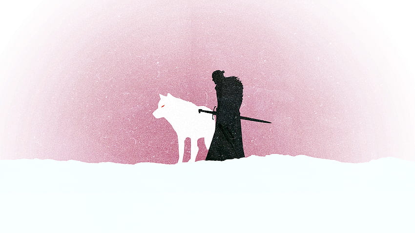 Jon Snow, wilk, gra o tron, seriale, minimal Tapeta HD