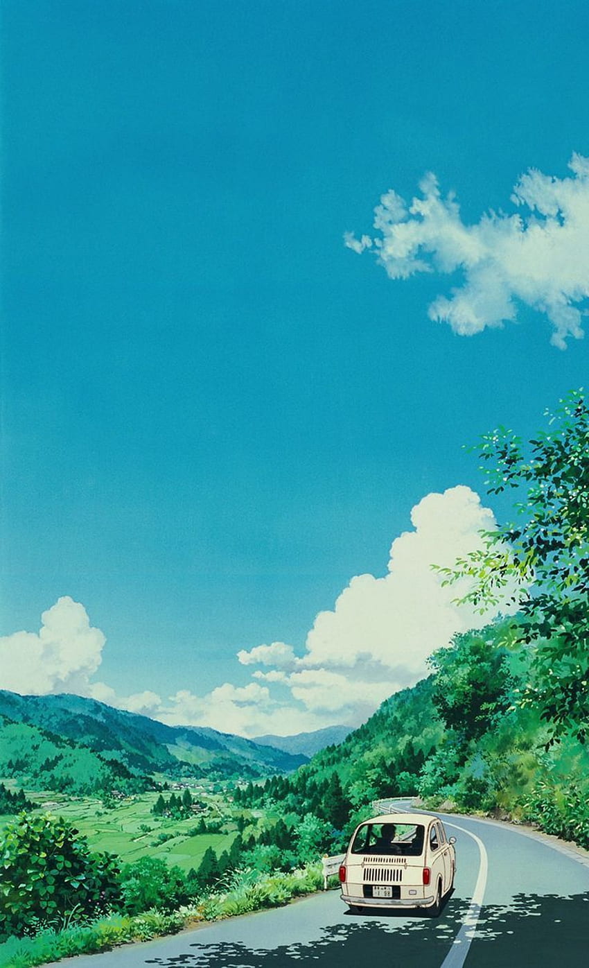 Ghibli-Kunstwerke – ideal für das Telefon – Kreativitätsbeitrag. Ghibli-Grafik, Anime-Landschaft, Landschaft, Miyazaki HD-Handy-Hintergrundbild