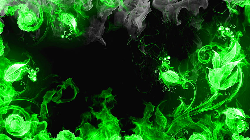 Green Flames Â· Â« HD wallpaper
