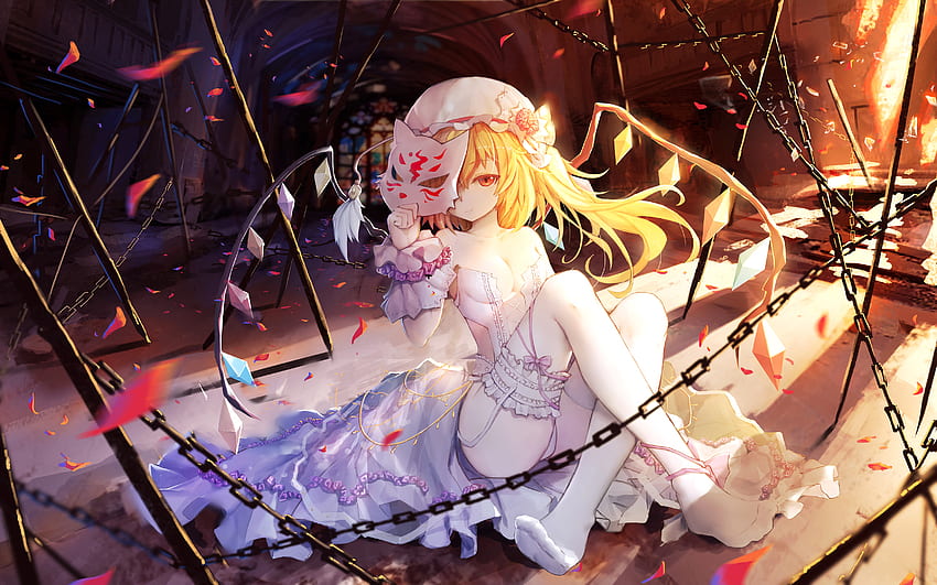 Flandre Scarlet, Touhou, Anime-Mädchen, Hochzeitskleid HD-Hintergrundbild
