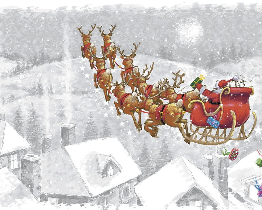 Schlitten von Santa Claus, Weihnachtsmann, Schlitten, abstrakt, Fantasie HD-Hintergrundbild