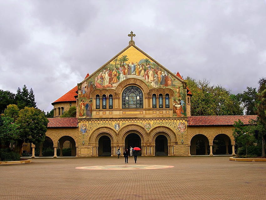 Universidad de Stanford - Iglesia Memorial, Palo Alto CA EE. UU. - panorama fondo de pantalla