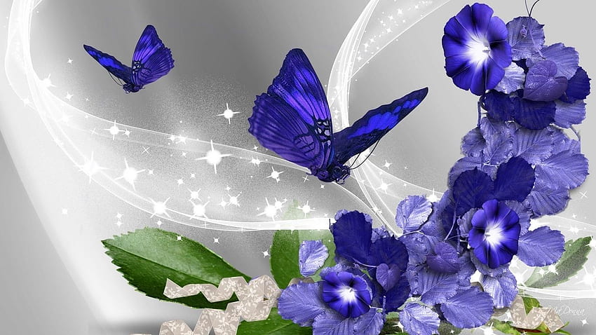 butterflies, flowers, flying HD wallpaper