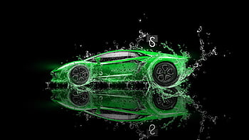 Neon Green Car, lime green sports car HD wallpaper