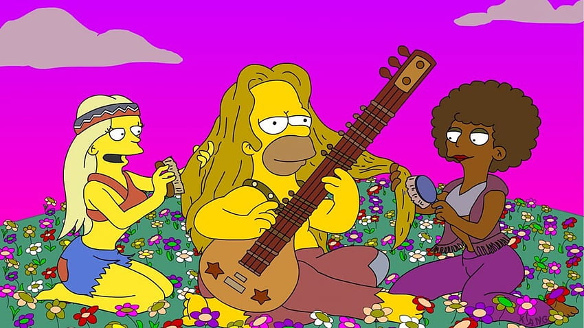 Homer Simpson The Simpsons hippie HD wallpaper