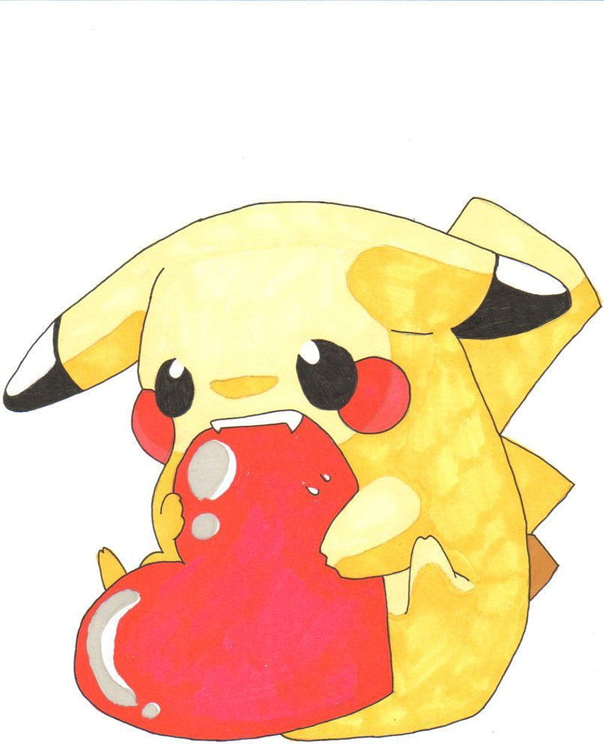Cute Pokemon.. 13400000 Pikachu Cuteness Cute Pokemon Club, Cute Pikachu Eating a Heart HD phone wallpaper