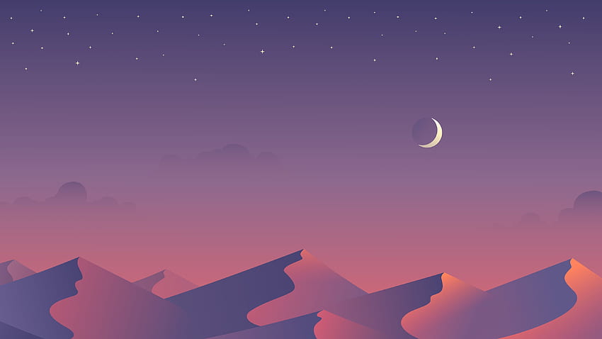 Пустинни нощи Лунен минимализъм, пустиня и слънце HD тапет