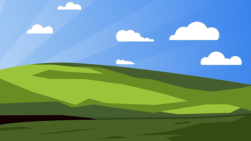 ilustrasi, minimalis, Windows XP, kebahagiaan, padang rumput, lingkungan alam, ekosistem, Rumput Windows XP Wallpaper HD