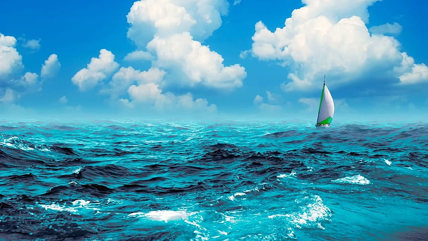 Manipulasi cg seni digital artistik alam gelombang laut, Langit Air Wallpaper HD