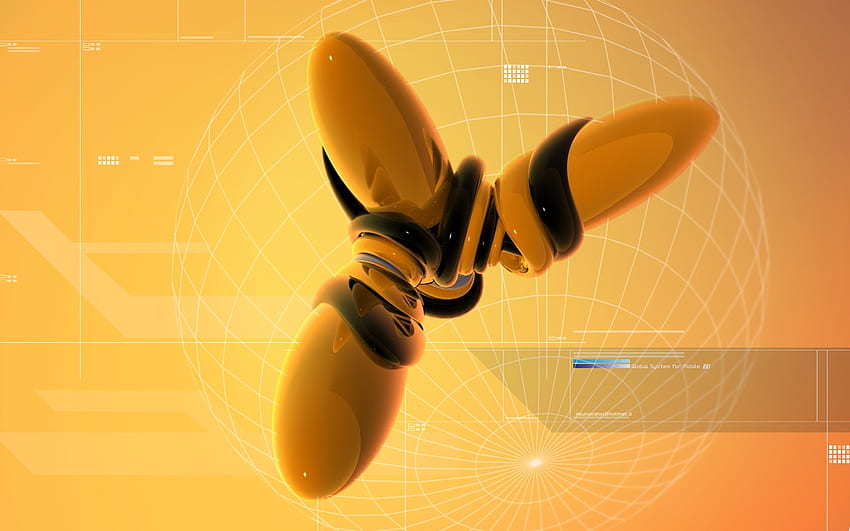Global System, c4d, abstract, yellow HD wallpaper
