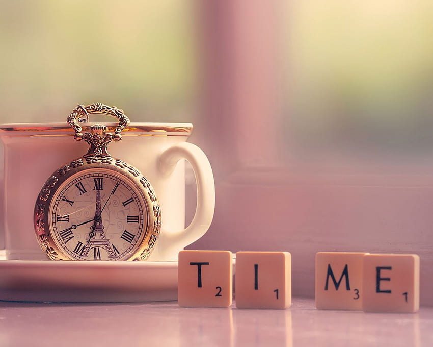 Pocket Watch and a Cup of Tea HD wallpaper