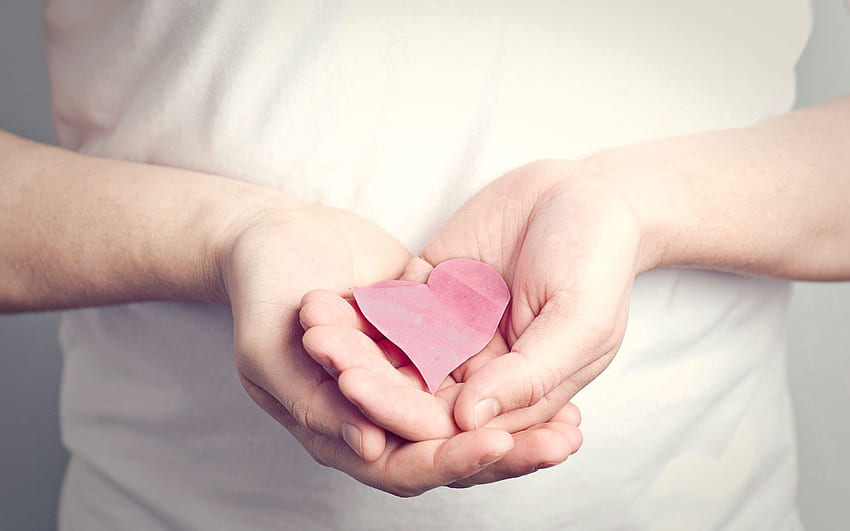 สีชมพู ความรัก มือ หัวใจ กระดาษ วอลล์เปเปอร์ HD