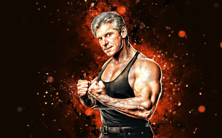 Vince McMahon, , american wrestler, WWE, brown neon lights, wrestling, wrestlers, Vincent Kennedy McMahon, Vince McMahon HD wallpaper