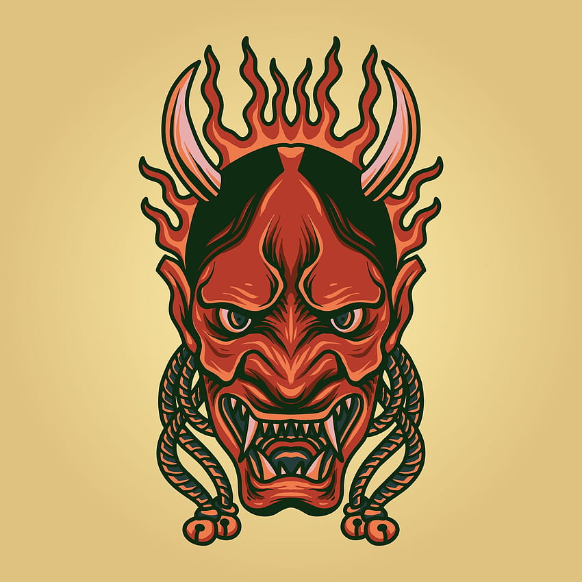 Scary Oni Mask Vectores Illustrator Graficos Y Arte Vectorial