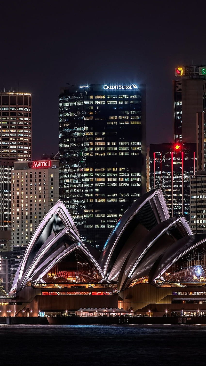 Australia, Sydney, teatro dell'opera, grattacieli, illuminazione, notte U Sfondo del telefono HD