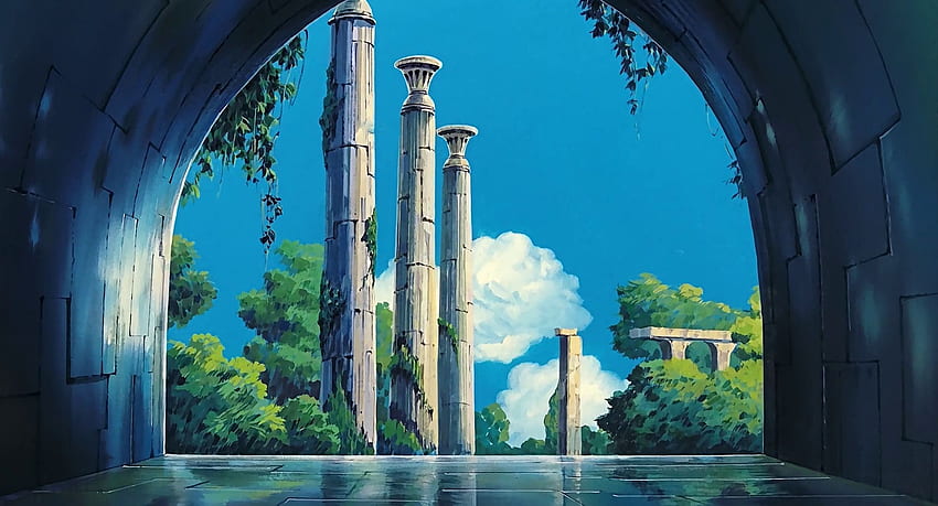 하늘의 성. 하늘의 성, Studio ghibli background, Ghibli artwork HD 월페이퍼