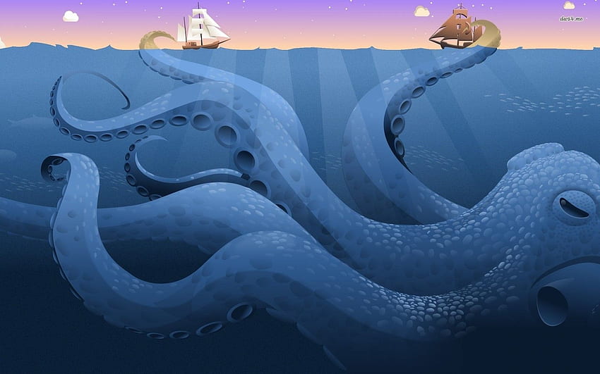 Giant octopus attacking the ships . Octopus , Octopus art, Sea art HD wallpaper