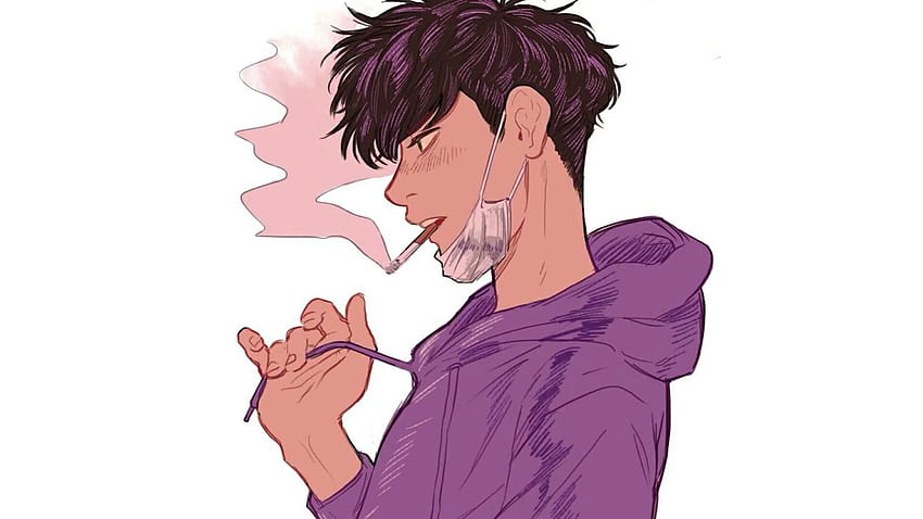 Cool estética anime art anime guy anime boy smoking hoodie • Para ti Para y móvil, Aesthetic Anime Guy fondo de pantalla