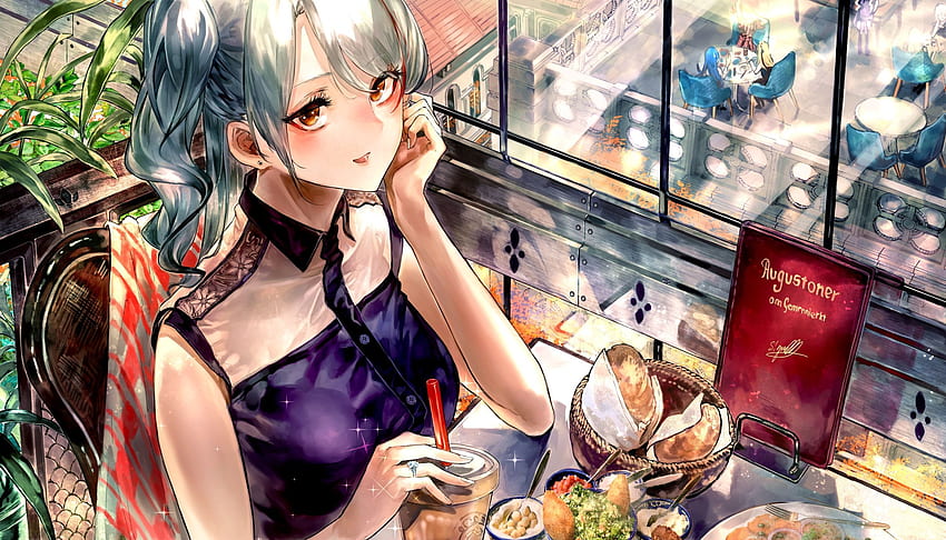 Prinz Eugen, Azur Lane, Eating, Hungry, Anime Games - Maiden. Anime, Original , Anime art HD wallpaper