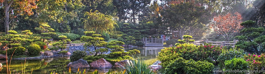 Japanischer Gartenhintergrund, japanischer Doppelschirm HD-Hintergrundbild