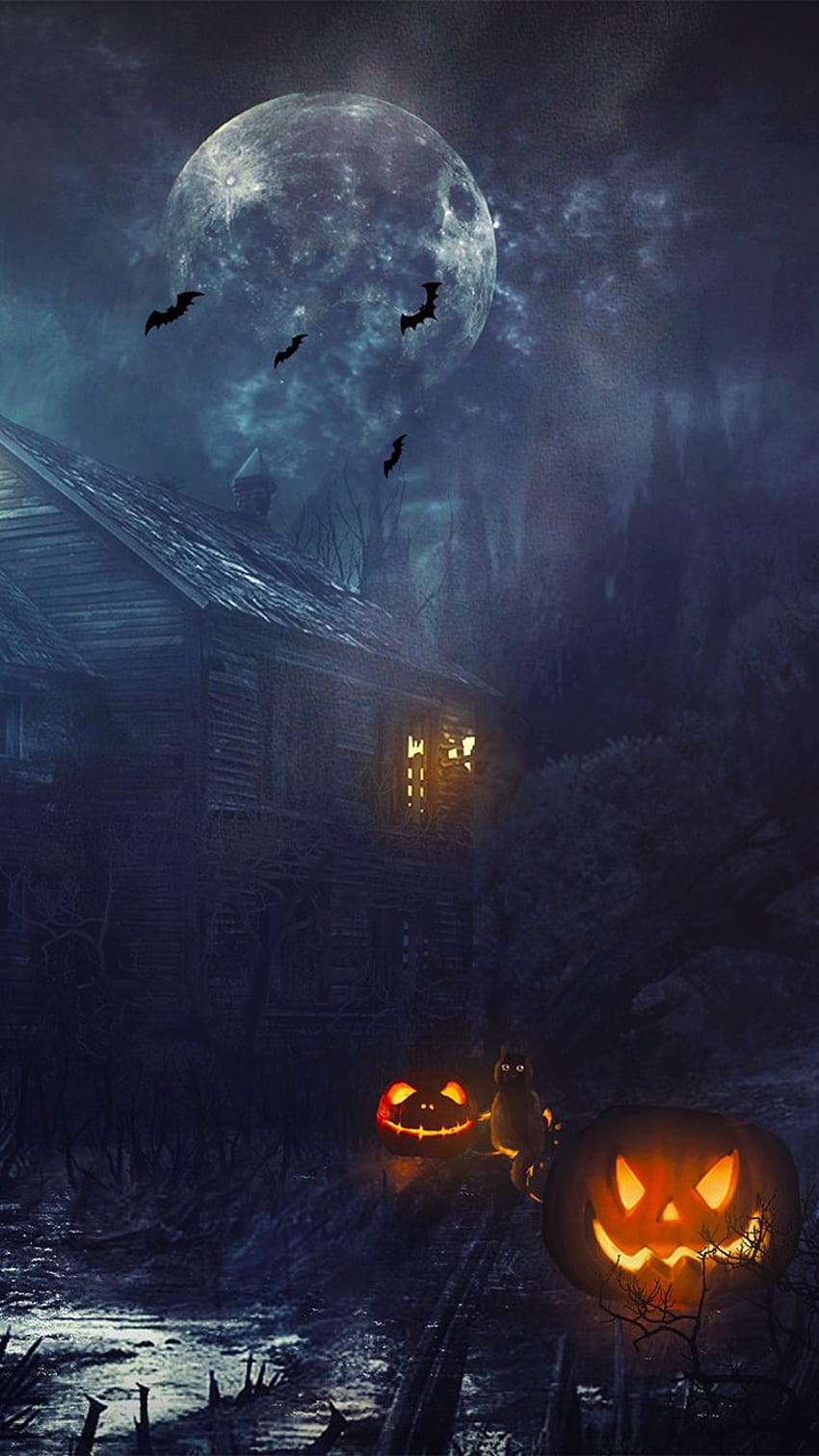 Nawiedzony dom Pełnia Księżyca Halloween iPhone 6 , Nawiedzony dom iPhone Tapeta na telefon HD