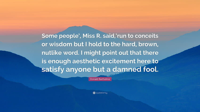 Donald Barthelme Quote: “Some people', Miss R. said, 'run to conceits, Word Aesthetic HD wallpaper