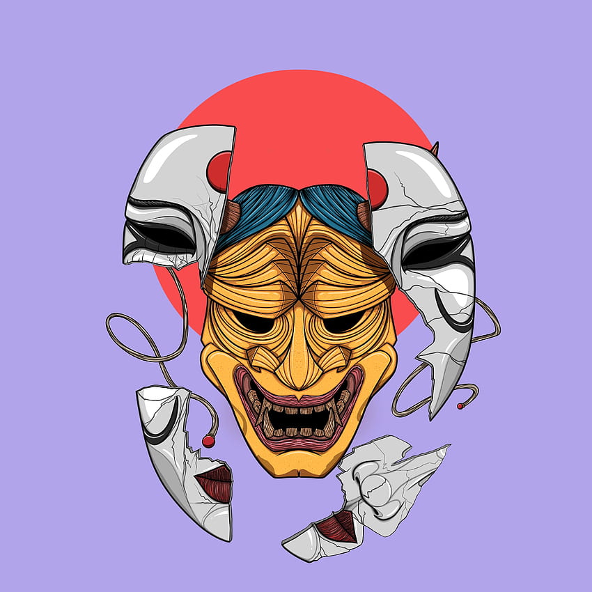 I've Been Drawing A Few Oni Hannya Masks Recently And I've Been Loving Their Shapes And Designs!: Japan, Japanese Oni Mask HD phone wallpaper