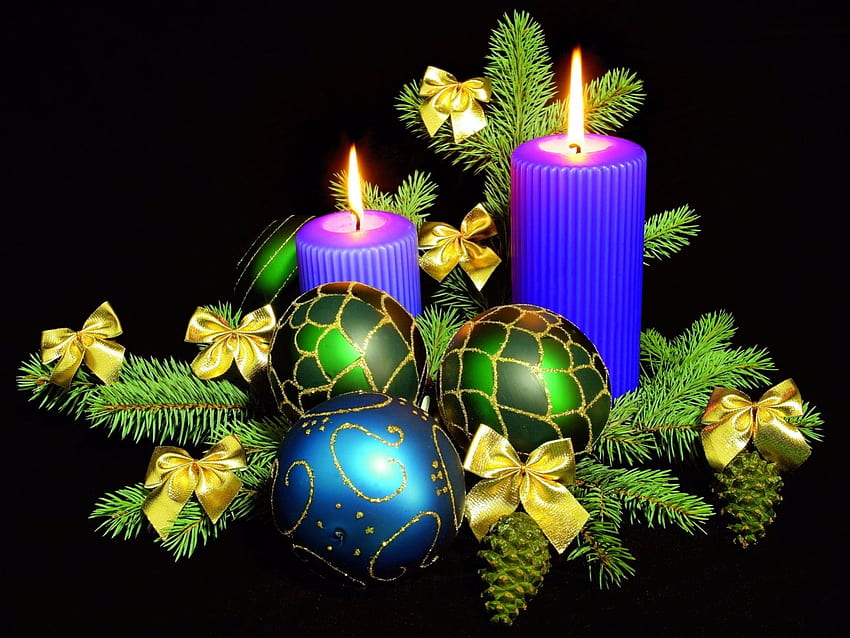 Xmas decoration, holiday, candle, christmas, ball HD wallpaper | Pxfuel