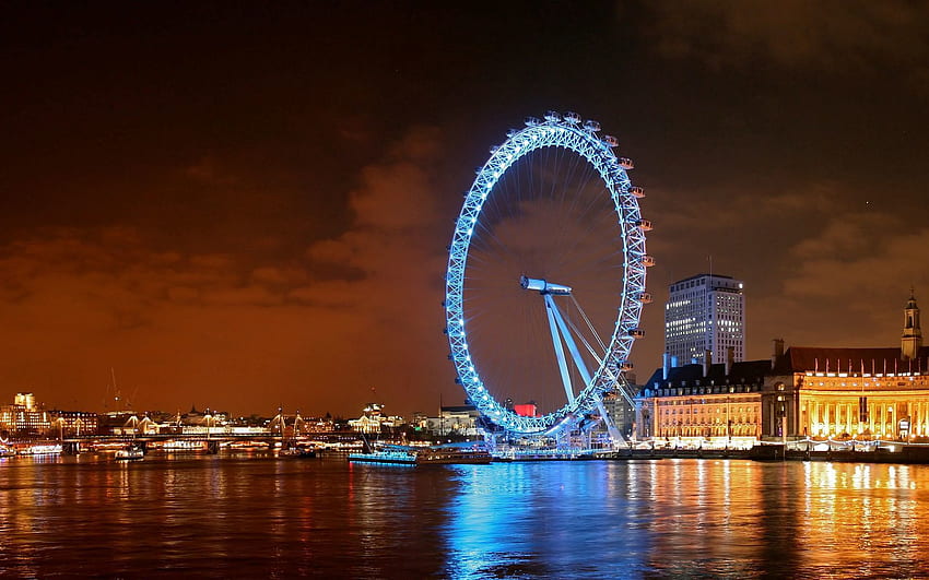 Cities, Rivers, Night, London, Building, Ferris Wheel HD wallpaper