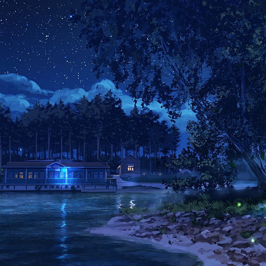 Lokakarya Uap - Danau anime di malam hari wallpaper ponsel HD