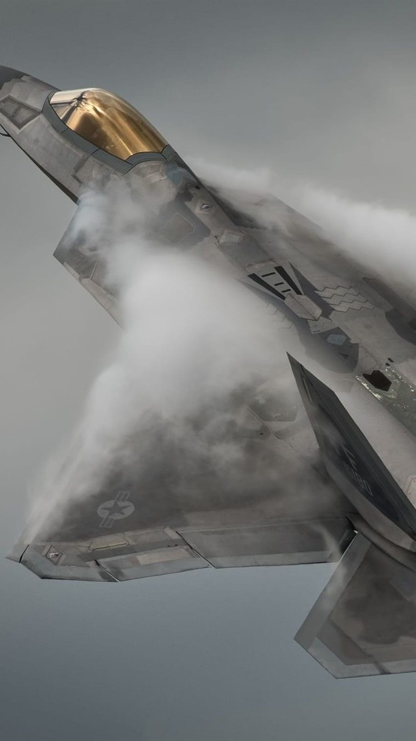 Lockheed Martin F 22A Raptor Flight, dymiący iPhone 8 7 6 Tapeta na telefon HD