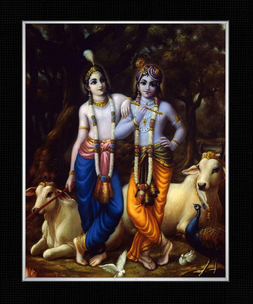 Shree Handicraft 8 x 10 Piękny mały rozmiar Lord Krishna z ramką Balram do wystroju domu - Czarny : Dom i kuchnia, Krishna Balaram Tapeta na telefon HD