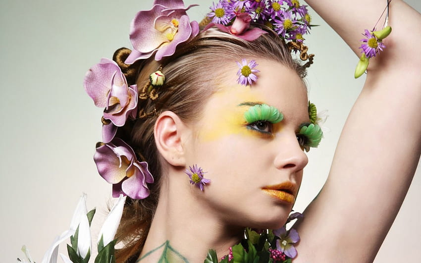flower girl, models, flowers, graphy, female HD wallpaper