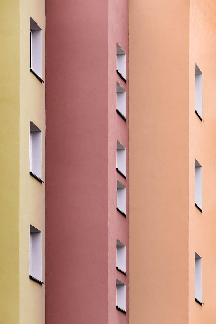 Windows, Walls, Architecture, Building, Multicolored, Motley, Minimalism, Symmetry HD phone wallpaper