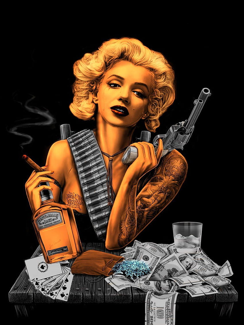 Marilyn Monroe Gangster, Marilyn Monroe che fuma Sfondo del telefono HD