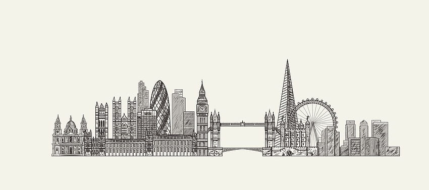 Черно-бял хоризонт на Лондон, минималистичен Лондон HD тапет