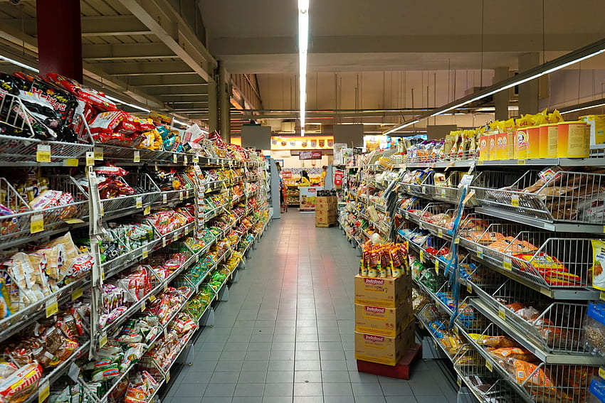 купчина хранителни стоки - супермаркет, хранителни стоки HD тапет