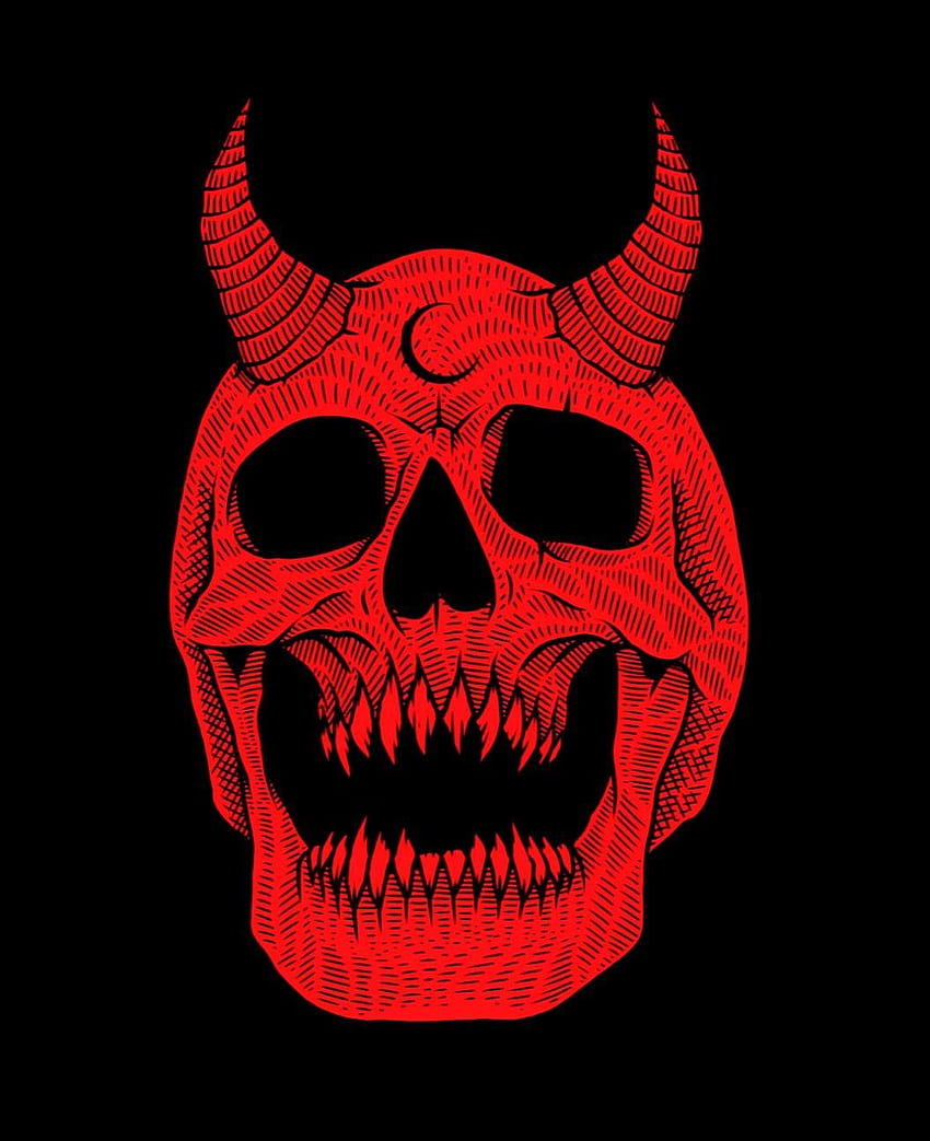 Un crâne rouge. Squelettes en 2019. Esthétique rouge, art satanique Fond d'écran de téléphone HD