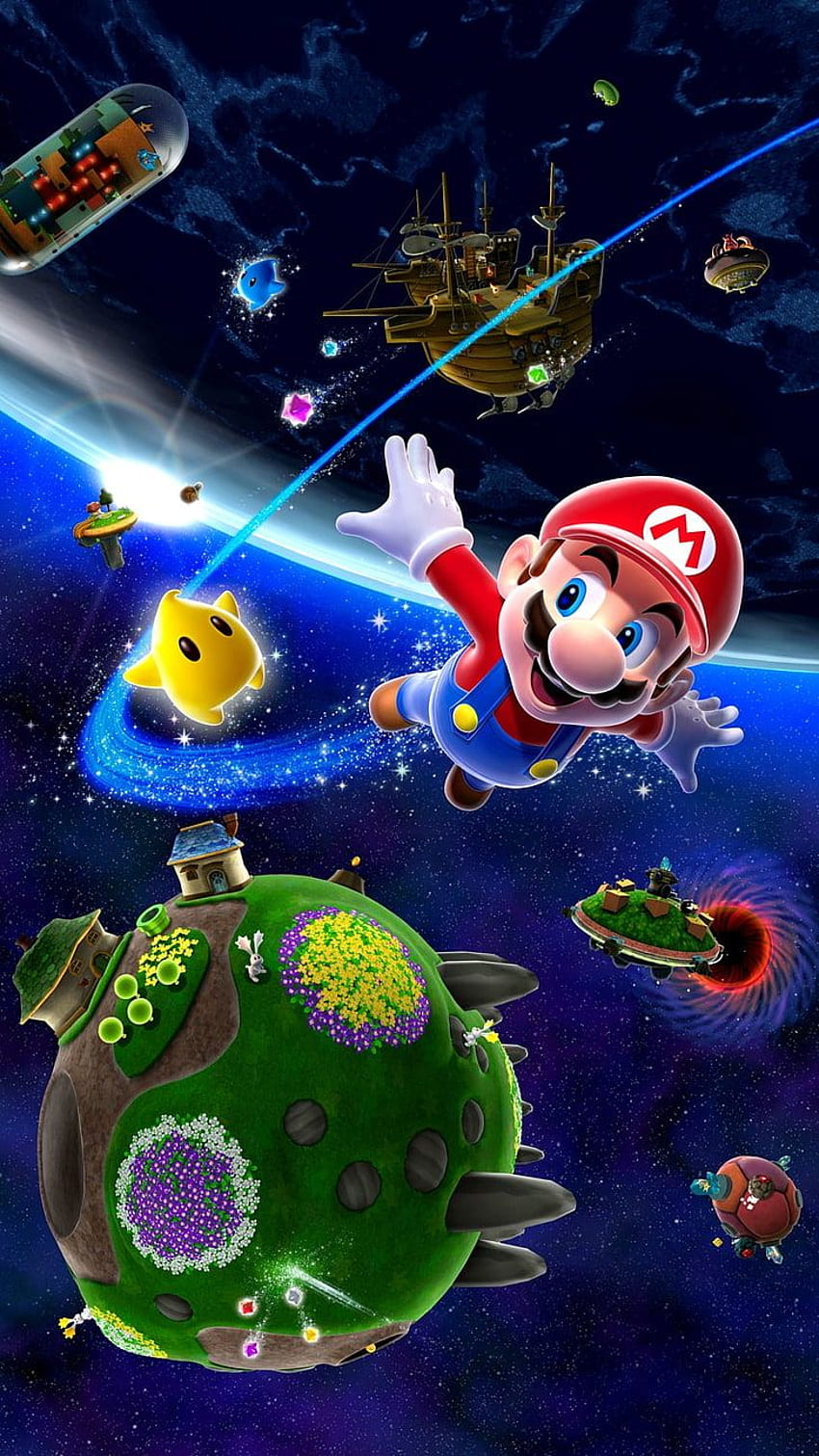: Super Mario Galaxy, Super Mario digital, Juegos, bajo el agua, Paper Mario fondo de pantalla del teléfono