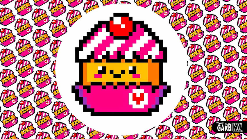 Kawaii Cupcake — rysunek Pixel Art autorstwa Garbi KW — słodkie postacie Tapeta HD