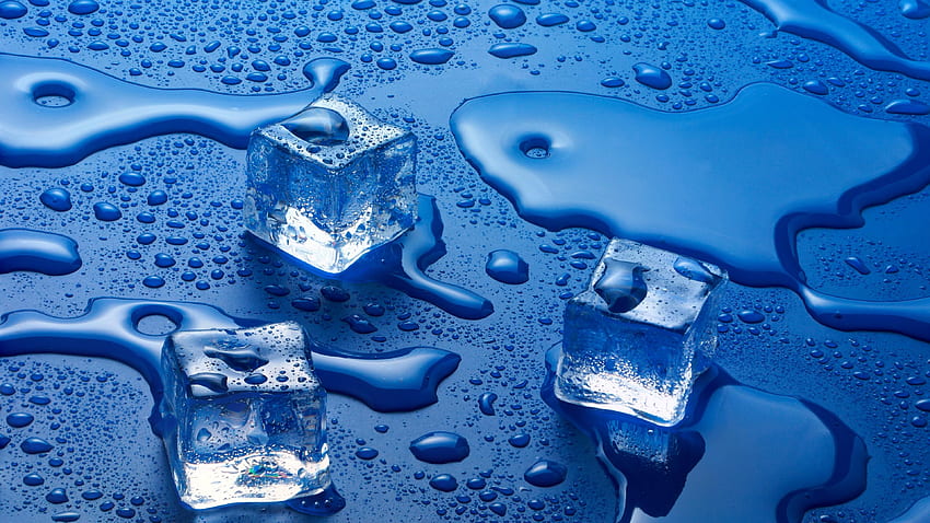 Ice Cubes, Ice Blue Water HD wallpaper