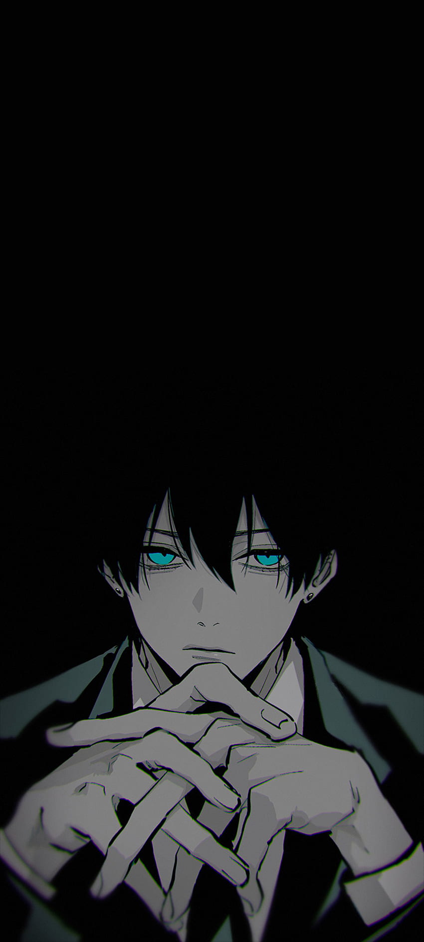 Aki Black background, amoled, art, samsung, chainsaw, manga, anime HD phone wallpaper