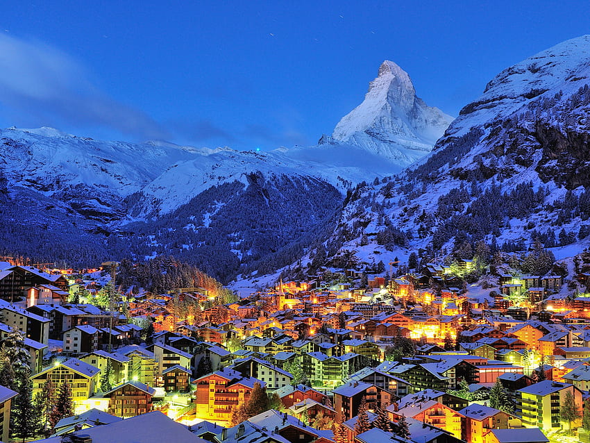 Die besten Orte zum Skifahren in der Schweiz im Jahr 2020. Condé Nast Traveler, Schweizer Dörfer HD-Hintergrundbild