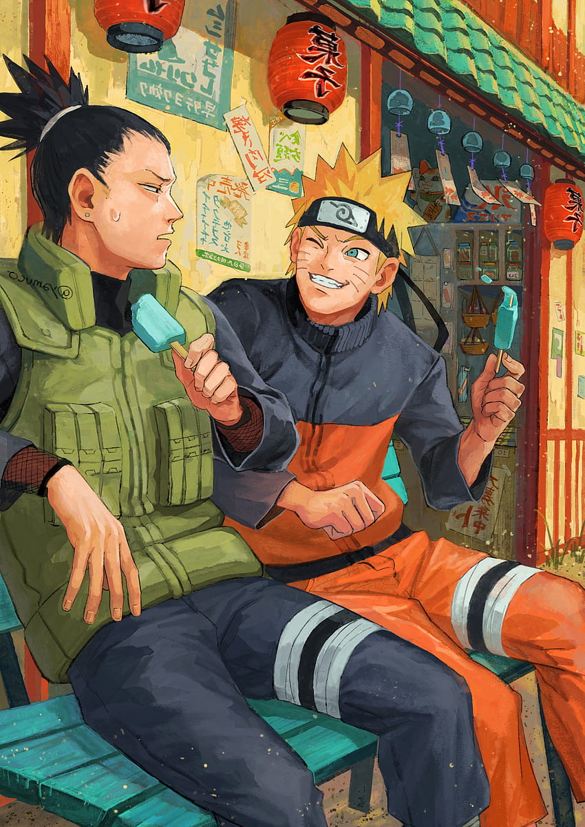 Nara Shikamaru, Naruto, Uzumaki Naruto, Friendship, Ice Cream, Konoha Village - Resolution:, Shikamaru HD phone wallpaper