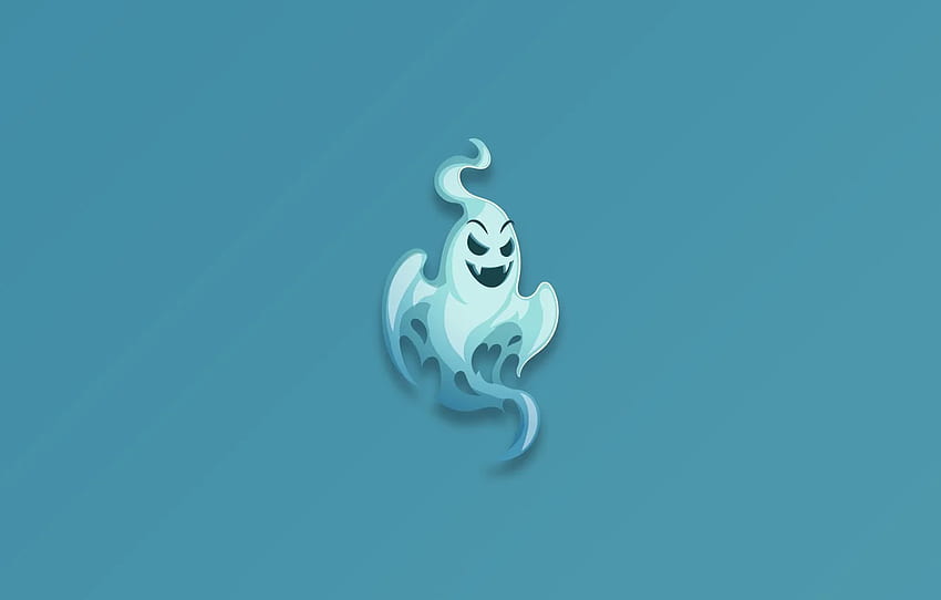 Ghost, minimalism, fear, blue background, digital art, artwork, scary, simple background for , section минимализм, Minimalist Ghost HD wallpaper