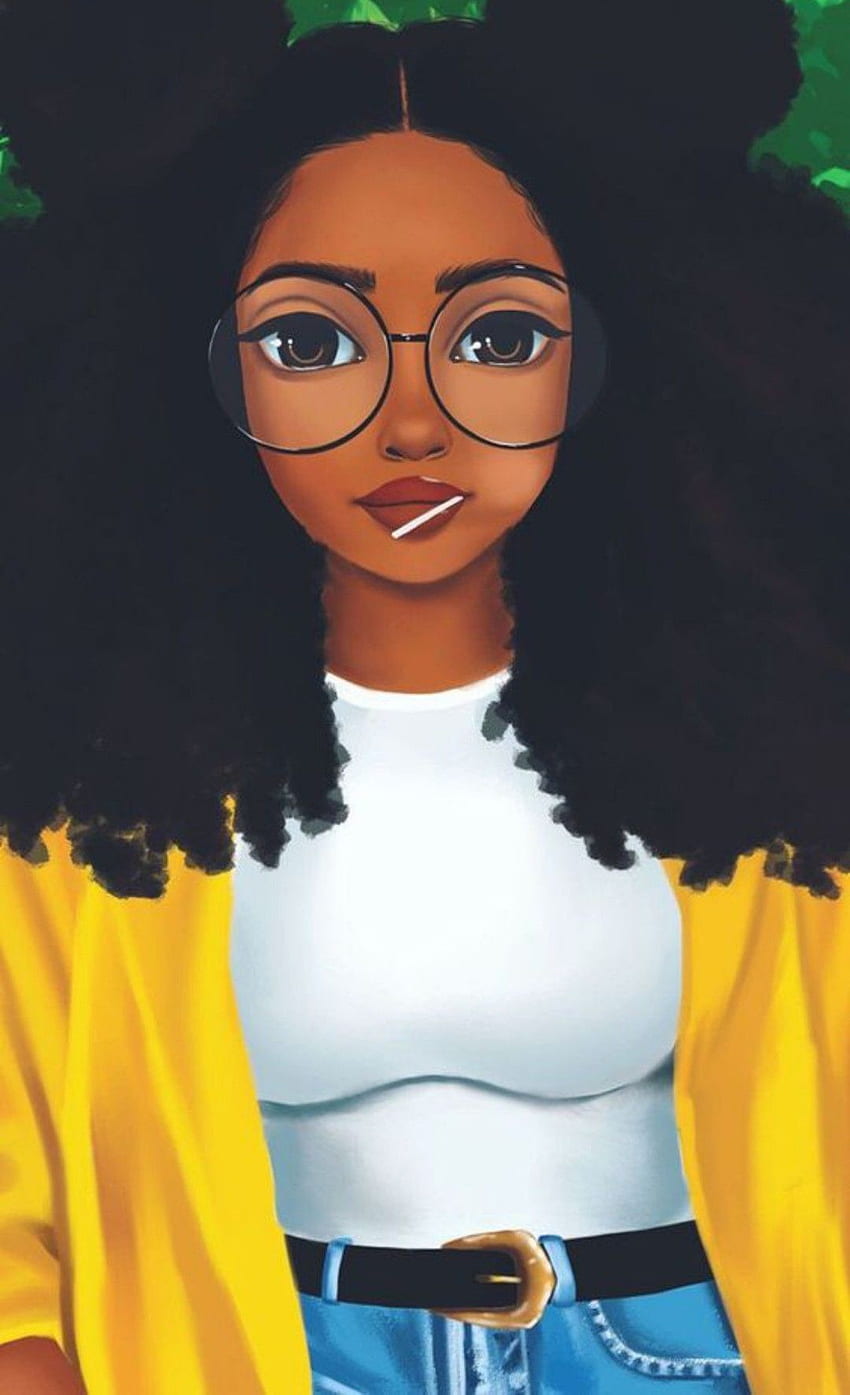 Chica linda femenina. Dibujos de chicas negras, Arte mágico de niña negra, Arte de niña negra, Mujer afroamericana fondo de pantalla del teléfono