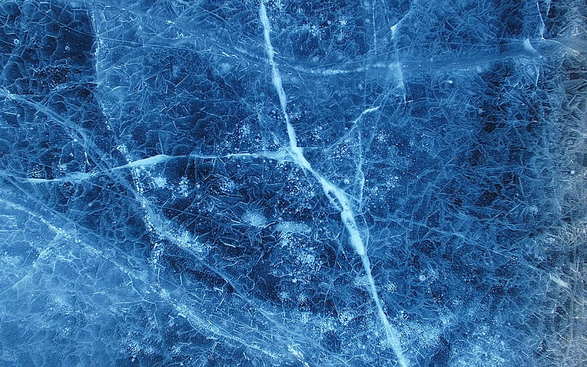 พื้นผิวน้ำแข็งสีฟ้า , รอยแตกของน้ำแข็ง มาโคร วอลล์เปเปอร์ HD