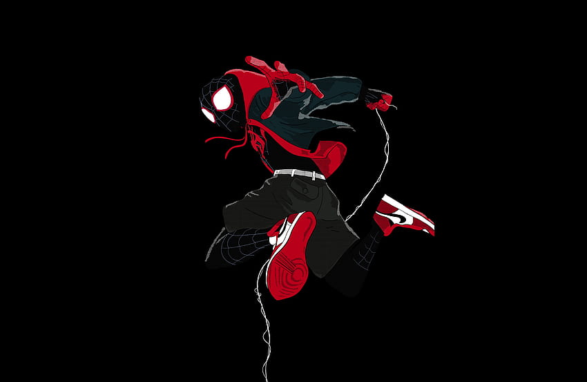 Miles Morales , Spider Man: Into The Spider Verse, , , Siyah Arka Plan, Grafik CGI, Miles Morales Logosu HD duvar kağıdı